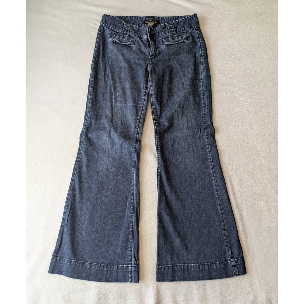 Mossimo Premium Jeans- 2009 - Women Mid Rise Stretch Size 12 Wide Leg Denim‎